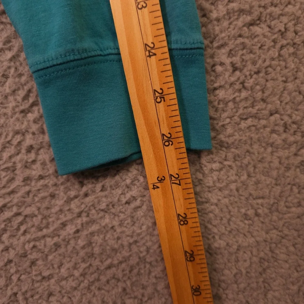 J Crew Long Sleeve T-Shirt Mens Medium Teal Washed Cotton Crew Neck Long Sleeve